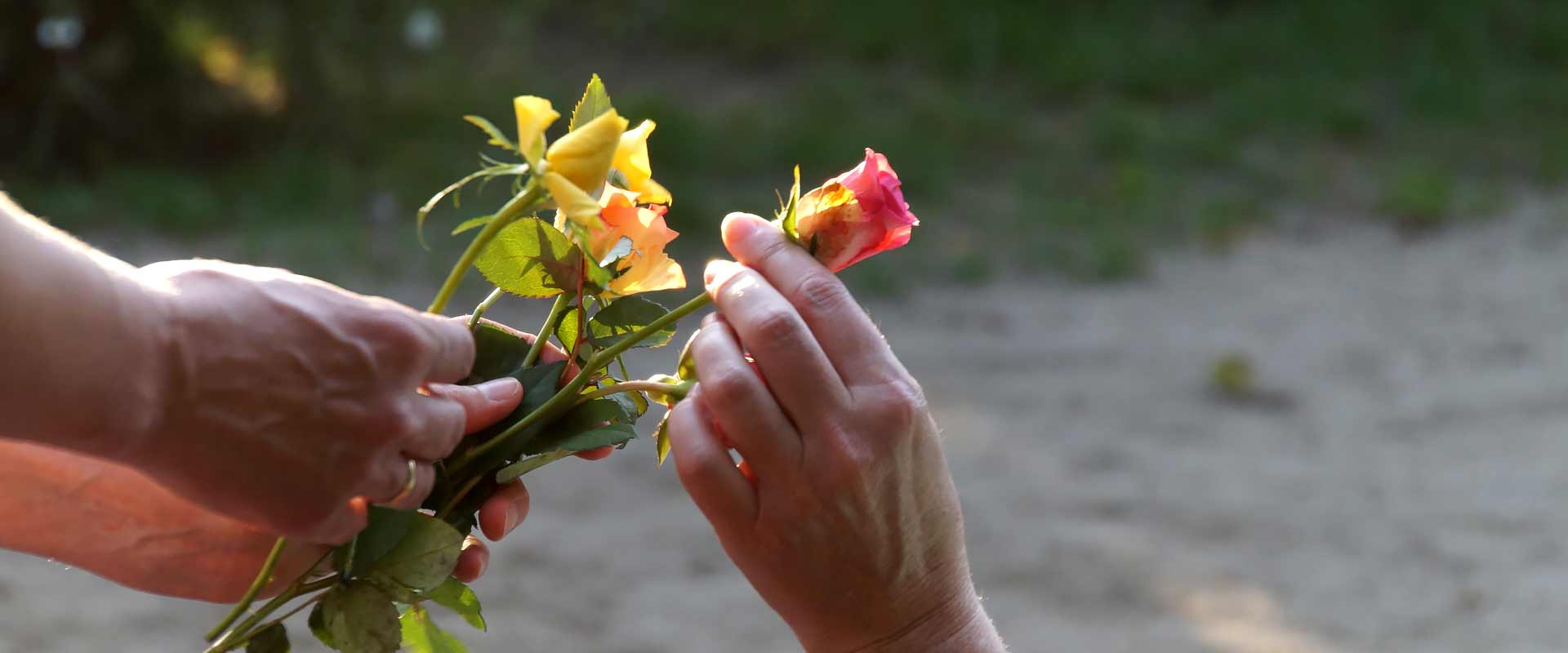 Hände mit Blumen